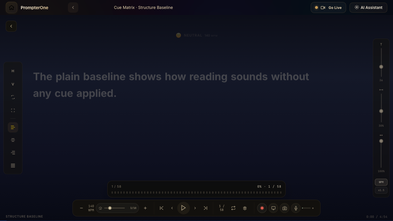 PrompterOne teleprompter reader in English